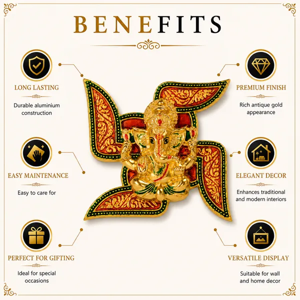 _Ganesha_Wall_Decor_300g_with_Traditional_Gold_Finish_|_7x7_Inch_Ganesh_Wall_Hanging_for_Pooja_Room,_Home_Temple_&_Gifting