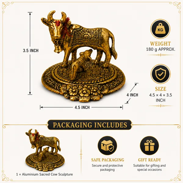 _Kamdhenu_Cow_with_Calf_Statue_180g_|_Sacred_Cow_Sculpture_with_Ornate_Base_for_Pooja_Room,_Vastu_&_Home_Decor