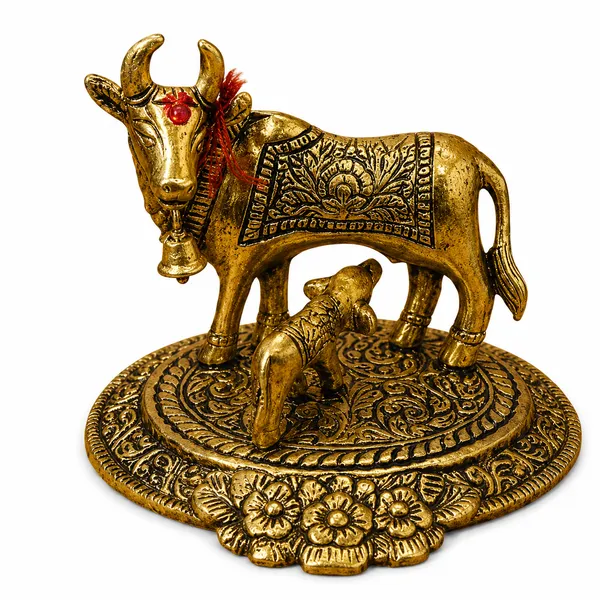 _Kamdhenu_Cow_with_Calf_Statue_180g_|_Sacred_Cow_Sculpture_with_Ornate_Base_for_Pooja_Room,_Vastu_&_Home_Decor