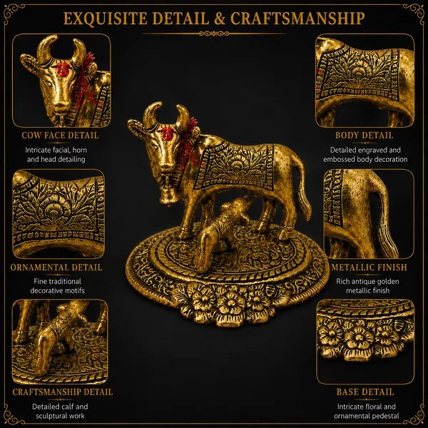 _Kamdhenu_Cow_with_Calf_Statue_180g_|_Sacred_Cow_Sculpture_with_Ornate_Base_for_Pooja_Room,_Vastu_&_Home_Decor
