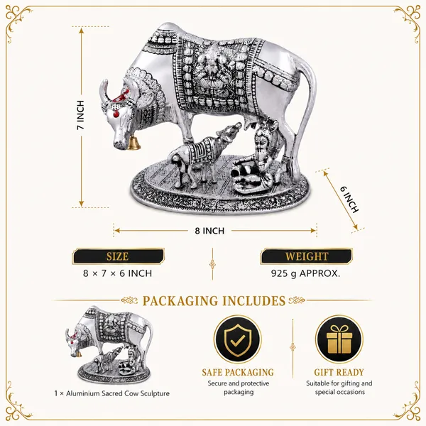 _Kamdhenu_Cow_with_Calf_Statue_925g_|_Sacred_Cow_Sculpture_with_Ornate_Base_for_Pooja_Room,_Vastu_&_Home_Decor