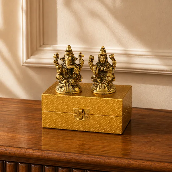 _Lakshmi_Ganesha_Idol_Set_130g_with_Antique_Gold_Finish_|_3_Inch_Each_Hindu_God_Statue_Set_for_Pooja,_Home_Temple_&_Gifting