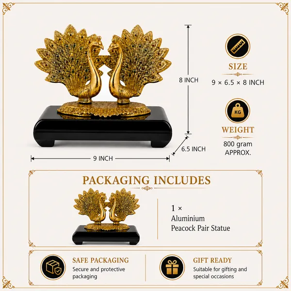 _Peacock_Pair_Statue_with_Intricate_Feather_Detailing_&_Golden_Finish_with_800_gram_|_Decorative_Peacock_Idol_for_Home_Decor,_Pooja_Room_&_Gifting