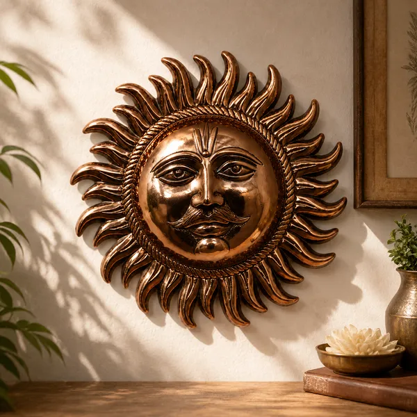 _Sun_Wall_Decor_with_Antique_Copper_Finish_400g_|_Surya_Dev_Decorative_Wall_Hanging_for_Pooja_Room,_Home_&_Entrance_Decor