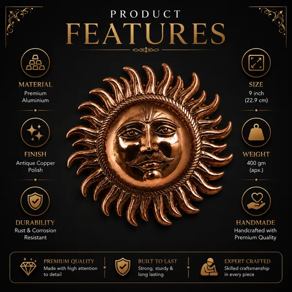 _Sun_Wall_Decor_with_Antique_Copper_Finish_400g_|_Surya_Dev_Decorative_Wall_Hanging_for_Pooja_Room,_Home_&_Entrance_Decor