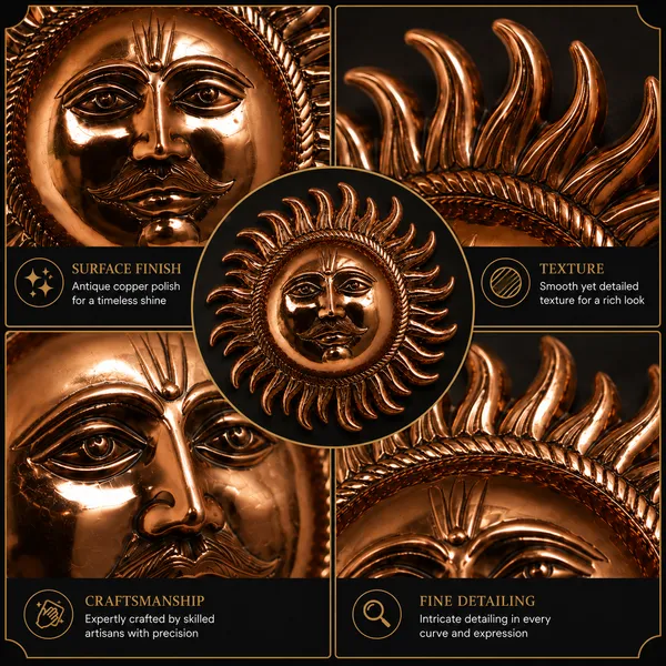 _Sun_Wall_Decor_with_Antique_Copper_Finish_400g_|_Surya_Dev_Decorative_Wall_Hanging_for_Pooja_Room,_Home_&_Entrance_Decor