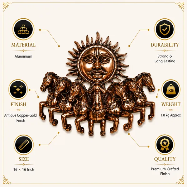 Surya_Dev_Horse_Wall_Sculpture_1.8kg_with_Antique_Copper_Finish_|_16x16_Inch_Sun_Chariot_Wall_Decor_for_Home_&_Office