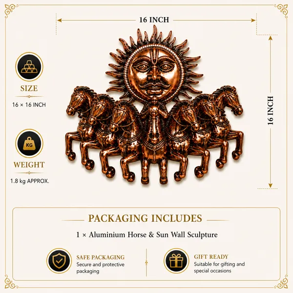 Surya_Dev_Horse_Wall_Sculpture_1.8kg_with_Antique_Copper_Finish_|_16x16_Inch_Sun_Chariot_Wall_Decor_for_Home_&_Office
