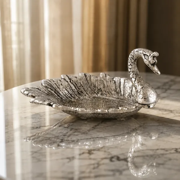 _Swan_Decorative_Dish_210g_with_Intricate_Embossed_Design_|_7.5_Inch_Swan_Bird_Showpiece_for_Home_Decor,_Tabletop_&_Gifting