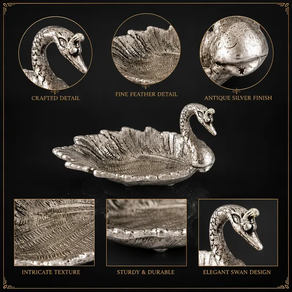 _Swan_Decorative_Dish_210g_with_Intricate_Embossed_Design_|_7.5_Inch_Swan_Bird_Showpiece_for_Home_Decor,_Tabletop_&_Gifting