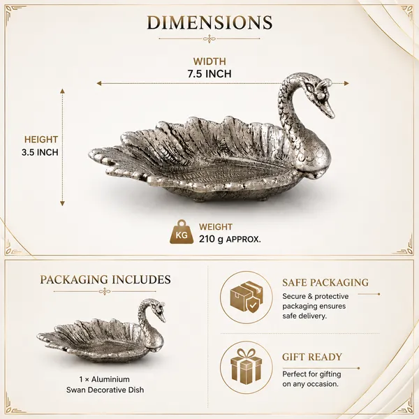 _Swan_Decorative_Dish_210g_with_Intricate_Embossed_Design_|_7.5_Inch_Swan_Bird_Showpiece_for_Home_Decor,_Tabletop_&_Gifting
