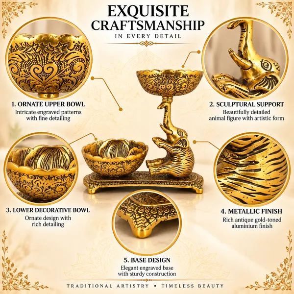 _Tortoise_Decorative_Sculpture_with_Lotus_Bowl_&_Stand_275g_|_Antique_Golden_Table_Decor_for_Home,_Office_&_Gifting