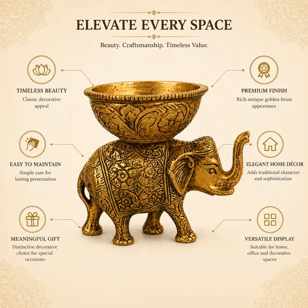 _Elephant_Planter_Decorative_Bowl_|_Handcrafted_Golden_Elephant_Showpiece_for_Home_Décor,_Tabletop,_Living_Room,_Office_&_Gifting