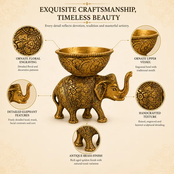 _Elephant_Planter_Decorative_Bowl_|_Handcrafted_Golden_Elephant_Showpiece_for_Home_Décor,_Tabletop,_Living_Room,_Office_&_Gifting