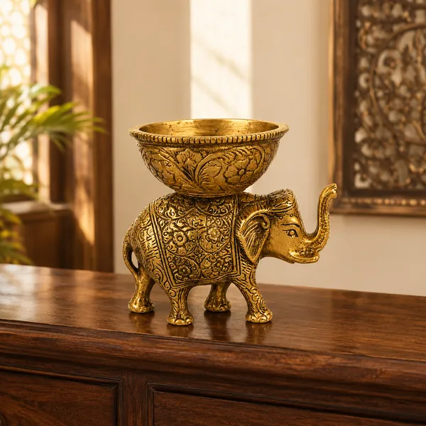 _Elephant_Planter_Decorative_Bowl_|_Handcrafted_Golden_Elephant_Showpiece_for_Home_Décor,_Tabletop,_Living_Room,_Office_&_Gifting