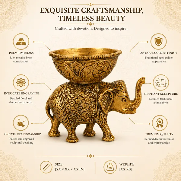 _Elephant_Planter_Decorative_Bowl_|_Handcrafted_Golden_Elephant_Showpiece_for_Home_Décor,_Tabletop,_Living_Room,_Office_&_Gifting