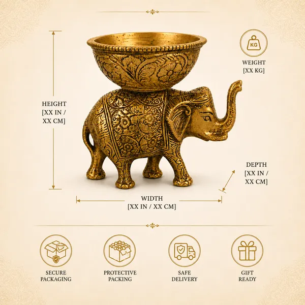 _Elephant_Planter_Decorative_Bowl_|_Handcrafted_Golden_Elephant_Showpiece_for_Home_Décor,_Tabletop,_Living_Room,_Office_&_Gifting