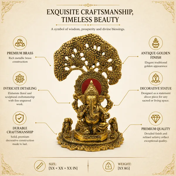 _Ganesha_Idol_with_Decorative_Arch_|_Antique_Golden_Finish_Lord_Ganesha_Statue_for_Home_Temple,_Puja_Room_&_Home_Decor