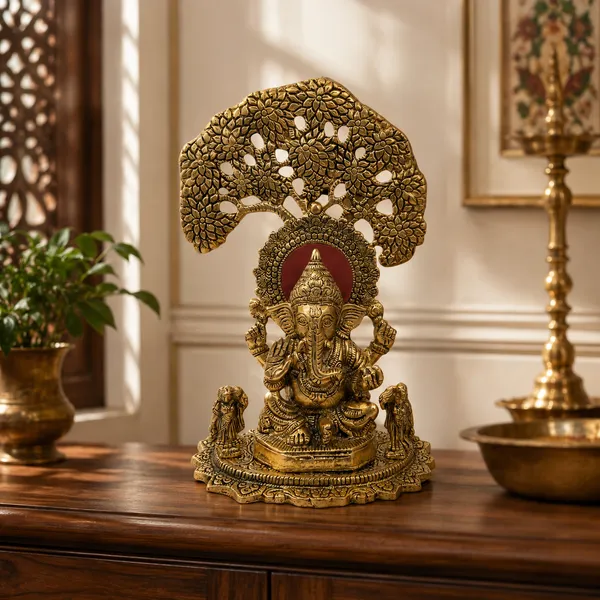 _Ganesha_Idol_with_Decorative_Arch_|_Antique_Golden_Finish_Lord_Ganesha_Statue_for_Home_Temple,_Puja_Room_&_Home_Decor