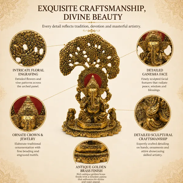 _Ganesha_Idol_with_Decorative_Arch_|_Antique_Golden_Finish_Lord_Ganesha_Statue_for_Home_Temple,_Puja_Room_&_Home_Decor