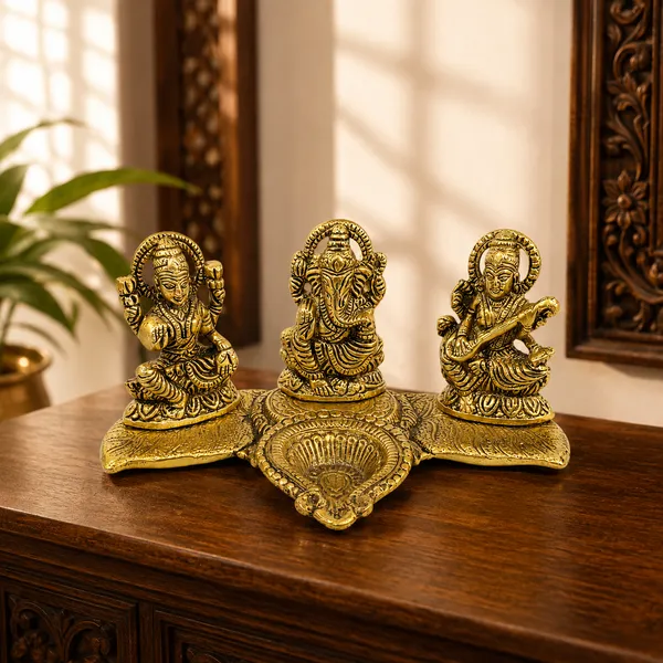 __Lakshmi_Ganesha_Saraswati_Idol_with_Diya_|_Laxmi_Ganesh_Saraswati_Statue_for_Pooja_Room,_Home_Temple,_Living_Room,_Office_&_Festive_Décor