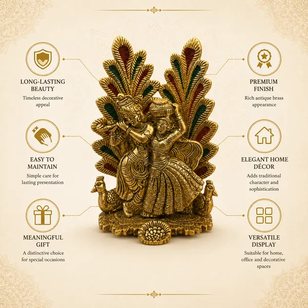 _Radha_Krishna_Statue_with_Peacock_&_Leaf_Backdrop_|_Handcrafted_Hindu_God_Idol_for_Home_Temple,_Living_Room,_Office_Decor,_Pooja_Room_&_Gifting