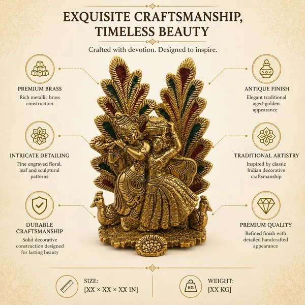 _Radha_Krishna_Statue_with_Peacock_&_Leaf_Backdrop_|_Handcrafted_Hindu_God_Idol_for_Home_Temple,_Living_Room,_Office_Decor,_Pooja_Room_&_Gifting