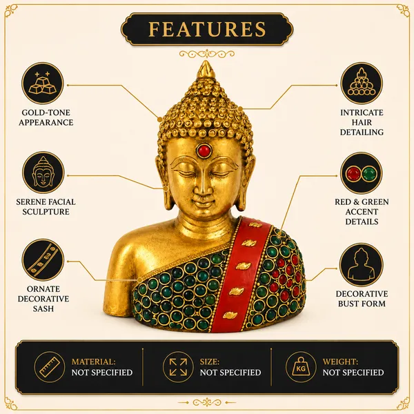 Brass_&_Stone_Buddha_Decorative_Bust_550g_with_Embellished_Robe_|_Premium_Buddha_Statue_Showpiece_for_Home_Decor_&_Gifting