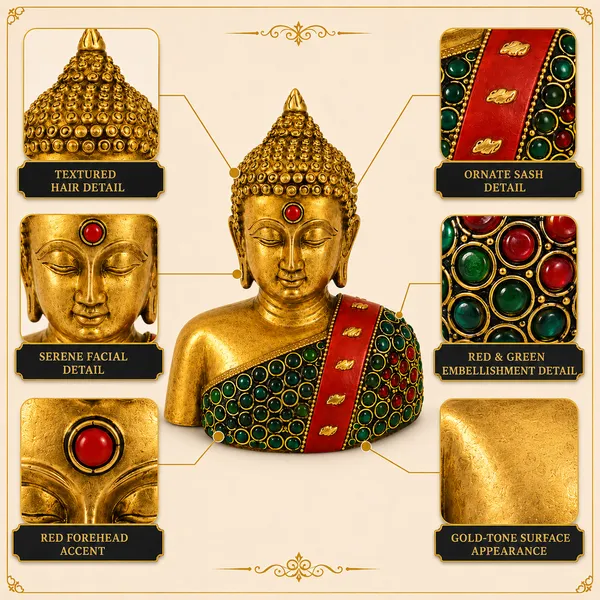 Brass_&_Stone_Buddha_Decorative_Bust_550g_with_Embellished_Robe_|_Premium_Buddha_Statue_Showpiece_for_Home_Decor_&_Gifting