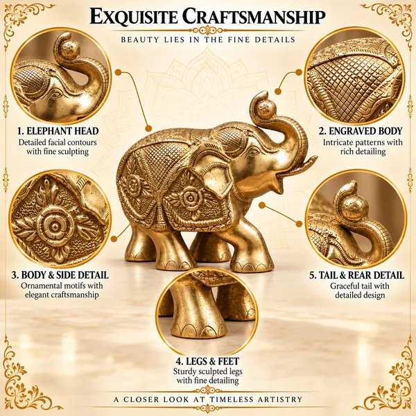 100%_Brass_Golden_Elephant_Statue_|_2.2_kg_Heavy_Brass_Elephant_Figurine_with_Raised_Trunk_|_Handmade_Decorative_Showpiece_for_Home_Décor,_Office,_Living_Room,_Vastu,_Tabletop_Display_&_Gift