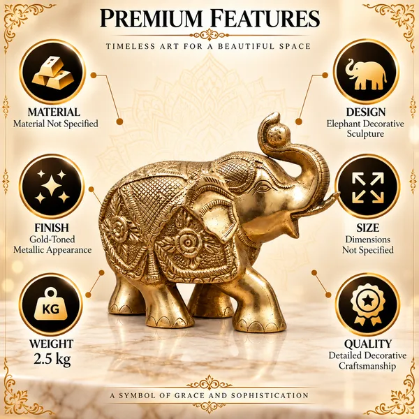 100%_Brass_Golden_Elephant_Statue_|_2.2_kg_Heavy_Brass_Elephant_Figurine_with_Raised_Trunk_|_Handmade_Decorative_Showpiece_for_Home_Décor,_Office,_Living_Room,_Vastu,_Tabletop_Display_&_Gift