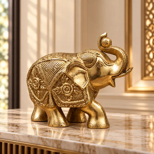 100%_Brass_Golden_Elephant_Statue_|_2.2_kg_Heavy_Brass_Elephant_Figurine_with_Raised_Trunk_|_Handmade_Decorative_Showpiece_for_Home_Décor,_Office,_Living_Room,_Vastu,_Tabletop_Display_&_Gift
