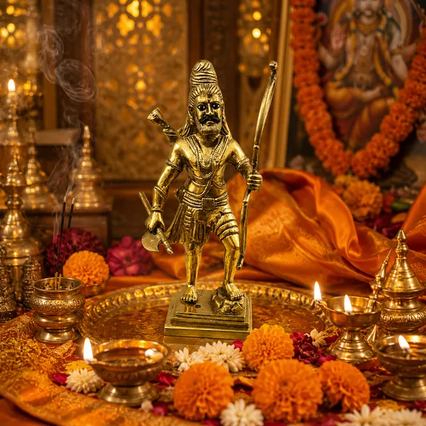 100%_Brass_Golden_Parashurama_Statue_|_2_kg_Heavy_Brass_Idol_|_Handmade_Hindu_God_Decorative_Showpiece_for_Home_Temple,_Pooja_Room,_Office,_Living_Room_&_Spiritual_Gift