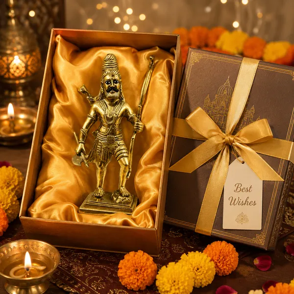 100%_Brass_Golden_Parashurama_Statue_|_2_kg_Heavy_Brass_Idol_|_Handmade_Hindu_God_Decorative_Showpiece_for_Home_Temple,_Pooja_Room,_Office,_Living_Room_&_Spiritual_Gift