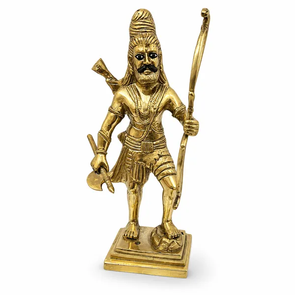 100%_Brass_Golden_Parashurama_Statue_|_2_kg_Heavy_Brass_Idol_|_Handmade_Hindu_God_Decorative_Showpiece_for_Home_Temple,_Pooja_Room,_Office,_Living_Room_&_Spiritual_Gift