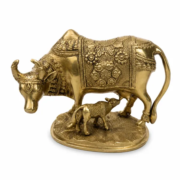 100%_Brass_Golden_Kamdhenu_Cow_with_Calf_Statue_|_2.9_kg_Heavy_Brass_Kamdhenu_Idol_|_Handmade_Sacred_Cow_&_Calf_Showpiece_for_Home_Temple,_Pooja_Room,_Office,_Living_Room,_Vastu_&_Spiritual_Gift
