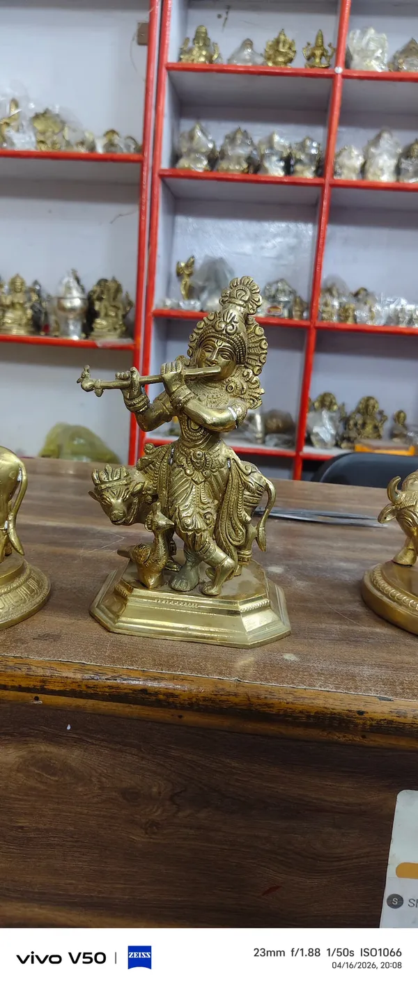 100%_Brass_Golden_Lord_Krishna_with_Cow_Statue_|_2.3_kg_Heavy_Brass_Krishna_Idol_|_Handmade_Flute_Playing_Kanha_Showpiece_for_Home_Temple,_Pooja_Room,_Living_Room,_Office_&_Spiritual_Gift