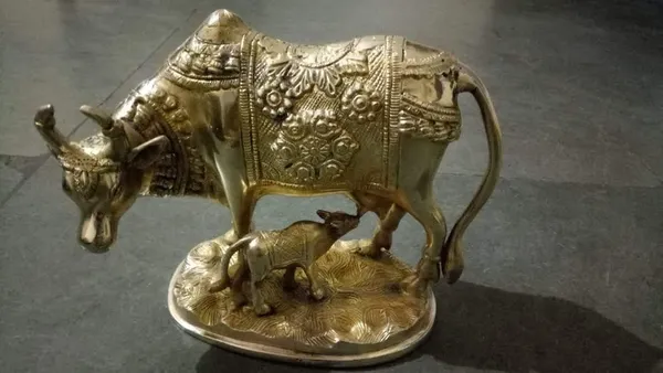 100%_Brass_Golden_Kamdhenu_Cow_with_Calf_Statue_|_2.9_kg_Heavy_Brass_Kamdhenu_Idol_|_Handmade_Sacred_Cow_&_Calf_Showpiece_for_Home_Temple,_Pooja_Room,_Office,_Living_Room,_Vastu_&_Spiritual_Gift