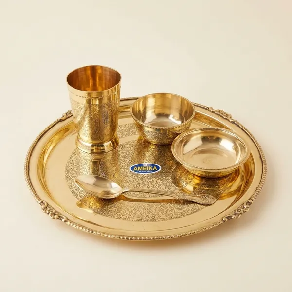 100%_Brass_Golden_Dinner_Set_|_1_kg_Heavy_Brass_Dining_Thali_Set_with_Plate,_Glass,_2_Bowls_&_Spoon_|_Handmade_Traditional_Dinnerware_for_Home,_Pooja,_Gifting_&_Festive_Use