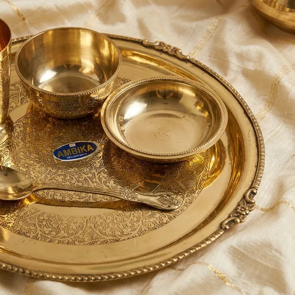 100%_Brass_Golden_Dinner_Set_|_1_kg_Heavy_Brass_Dining_Thali_Set_with_Plate,_Glass,_2_Bowls_&_Spoon_|_Handmade_Traditional_Dinnerware_for_Home,_Pooja,_Gifting_&_Festive_Use