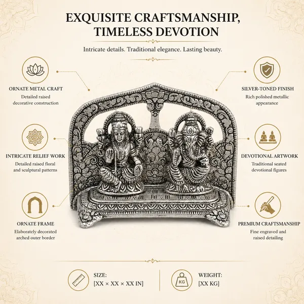 Silver_Finish___Lakshmi_Ganesha_Idol_for_Home_Décor_|_Traditional_Hindu_God_Statue_for_Pooja_Room,_Living_Room,_Office,_Diwali_&_Housewarming_Gift