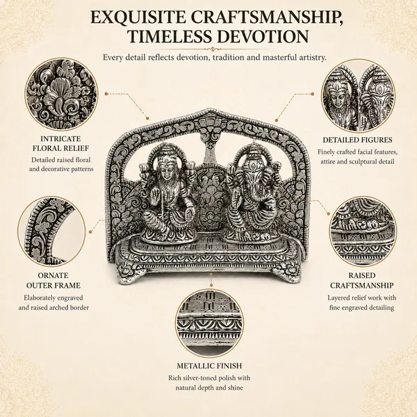 Silver_Finish___Lakshmi_Ganesha_Idol_for_Home_Décor_|_Traditional_Hindu_God_Statue_for_Pooja_Room,_Living_Room,_Office,_Diwali_&_Housewarming_Gift