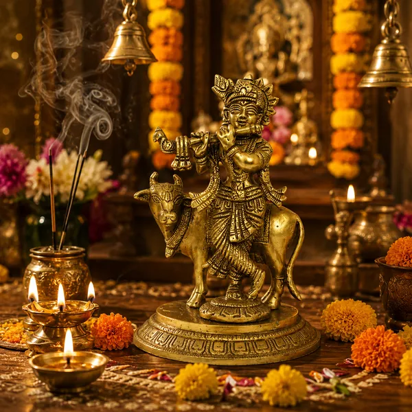 100%_Brass_Golden_Lord_Krishna_with_Cow_Statue_|_2.3_kg_Heavy_Brass_Krishna_Idol_|_Handmade_Flute_Playing_Kanha_Showpiece_for_Home_Temple,_Pooja_Room,_Living_Room,_Office_&_Spiritual_Gift