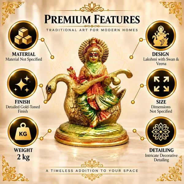 100%_Brass_Golden_Hand-Painted_Goddess_Saraswati_on_Swan_Statue_|_2_kg_Heavy_Brass_Saraswati_Idol_|_Handmade_Decorative_Showpiece_for_Home_Temple,_Pooja_Room,_Office,_Living_Room,_Study_Table_&_Spiritual_Gift