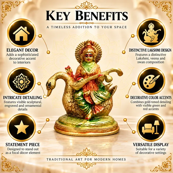 100%_Brass_Golden_Hand-Painted_Goddess_Saraswati_on_Swan_Statue_|_2_kg_Heavy_Brass_Saraswati_Idol_|_Handmade_Decorative_Showpiece_for_Home_Temple,_Pooja_Room,_Office,_Living_Room,_Study_Table_&_Spiritual_Gift