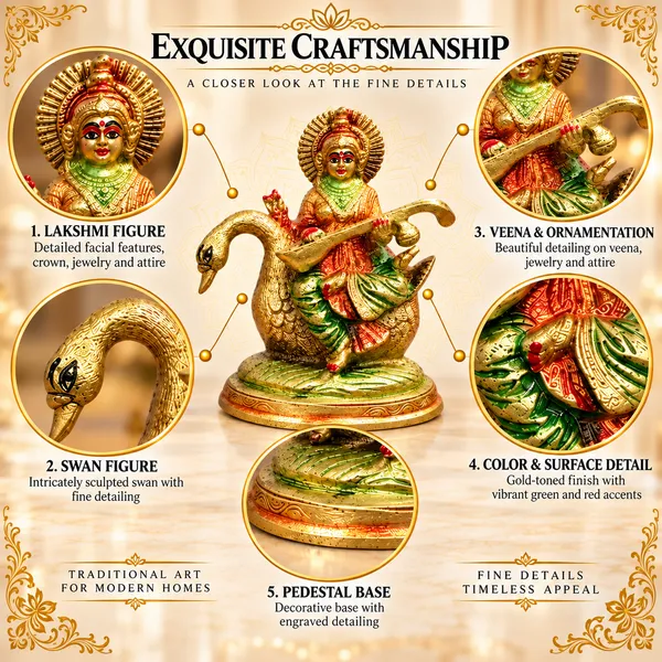 100%_Brass_Golden_Hand-Painted_Goddess_Saraswati_on_Swan_Statue_|_2_kg_Heavy_Brass_Saraswati_Idol_|_Handmade_Decorative_Showpiece_for_Home_Temple,_Pooja_Room,_Office,_Living_Room,_Study_Table_&_Spiritual_Gift