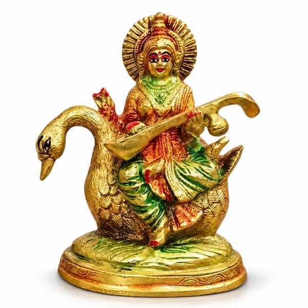 100%_Brass_Golden_Hand-Painted_Goddess_Saraswati_on_Swan_Statue_|_2_kg_Heavy_Brass_Saraswati_Idol_|_Handmade_Decorative_Showpiece_for_Home_Temple,_Pooja_Room,_Office,_Living_Room,_Study_Table_&_Spiritual_Gift