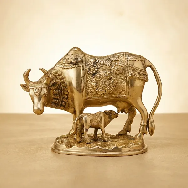 100%_Brass_Golden_Kamdhenu_Cow_with_Calf_Statue_|_2.9_kg_Heavy_Brass_Kamdhenu_Idol_|_Handmade_Sacred_Cow_&_Calf_Showpiece_for_Home_Temple,_Pooja_Room,_Office,_Living_Room,_Vastu_&_Spiritual_Gift