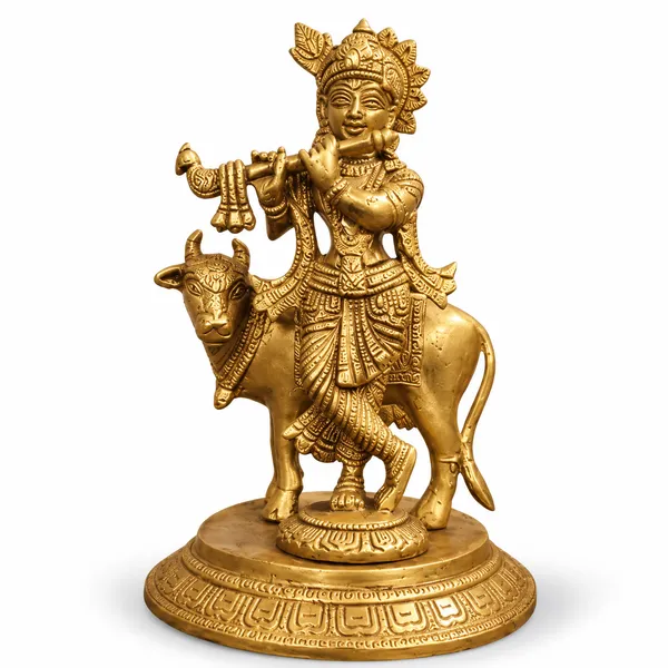 100%_Brass_Golden_Lord_Krishna_with_Cow_Statue_|_2_kg_Heavy_Brass_Krishna_Idol_|_Handmade_Flute_Playing_Kanha_Showpiece_for_Home_Temple,_Pooja_Room,_Living_Room,_Office,_Janmashtami_Décor_&_Spiritual_Gift
