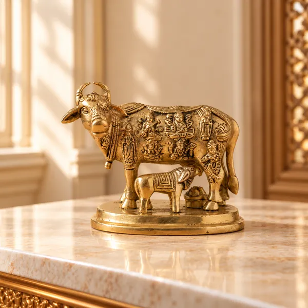 Traditional_Indian_Brass_Cow_And_Calf_Statue_-_Religious_Decor_Figurine